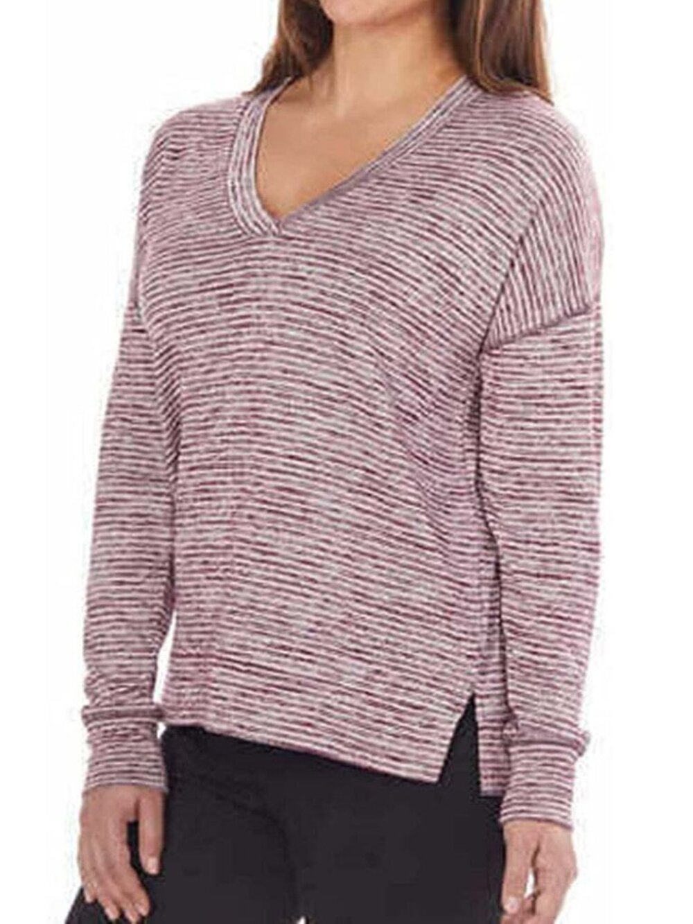 Kirkland Signature Womens Long Sleeve Relaxed Fit V neck Top
